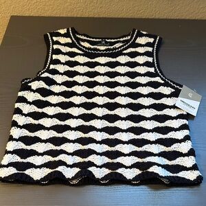 Black and White Knit Crop Top
